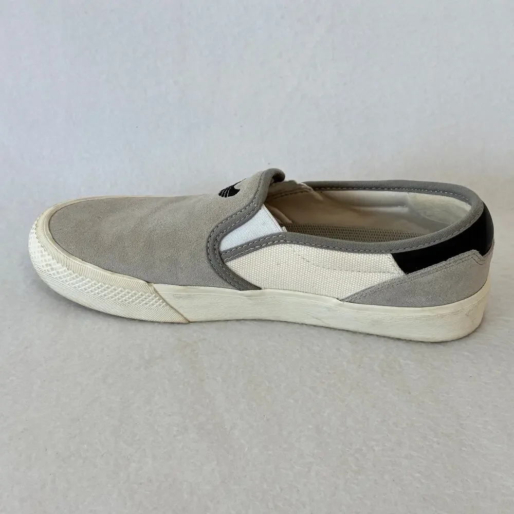 Adidas Original Loafers Slip On Sneakers Mens 8 Gray White Shoes
